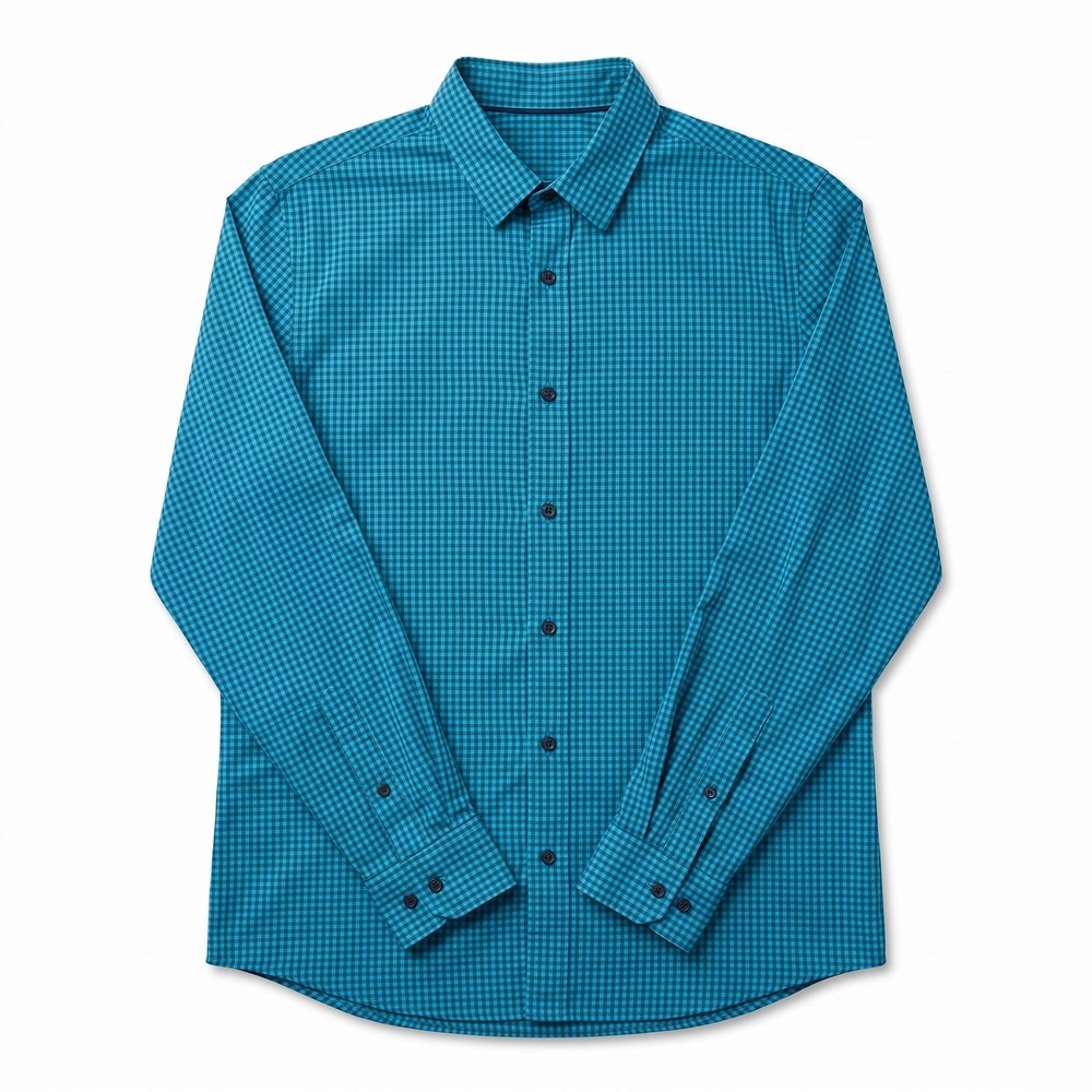 Old Navy Signature XL Teal Gingham Button Up Shirt Mens Preppy Casual